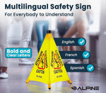 Alpine Industries Wet Floor Cone Sign, 20"H, Yellow, 5/Pack (498-20-5pk)