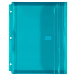 JAM Paper Plastic Binder Pocket, 3-Hole Punched, Teal Blue, 12/Pack (218VB1TE)