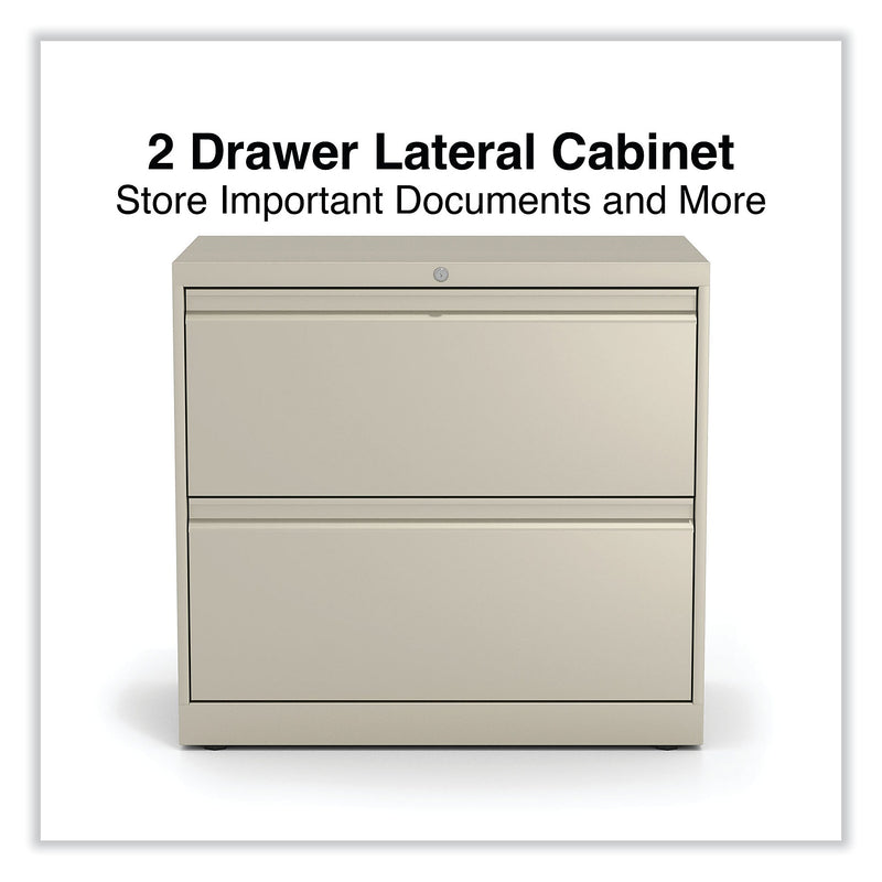 Alera 2-Drawer Lateral File Cabinet, Letter/Legal Size, Lockable, 28"H x 30"W x 18.63"D, Putty (ALEHLF3029PY)