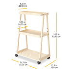 Whitmor 3-Shelf Wood Mobile Kitchen Cart with Lockable Wheels, Natural (6026-11895)