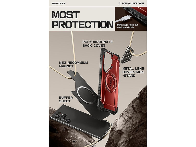 SUPCASE Unicorn Beetle MAG XT MagSafe Bumper Case for Samsung Galaxy S24 Ultra, Shock Absorbing, Metallic Red (GXYS24U5GMXTRD)