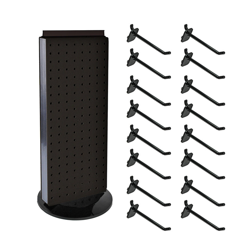 Azar Displays 20”H x 8”W Pegboard Counter Display with 16 4" Hooks, Black (700508-BLK-4C16)