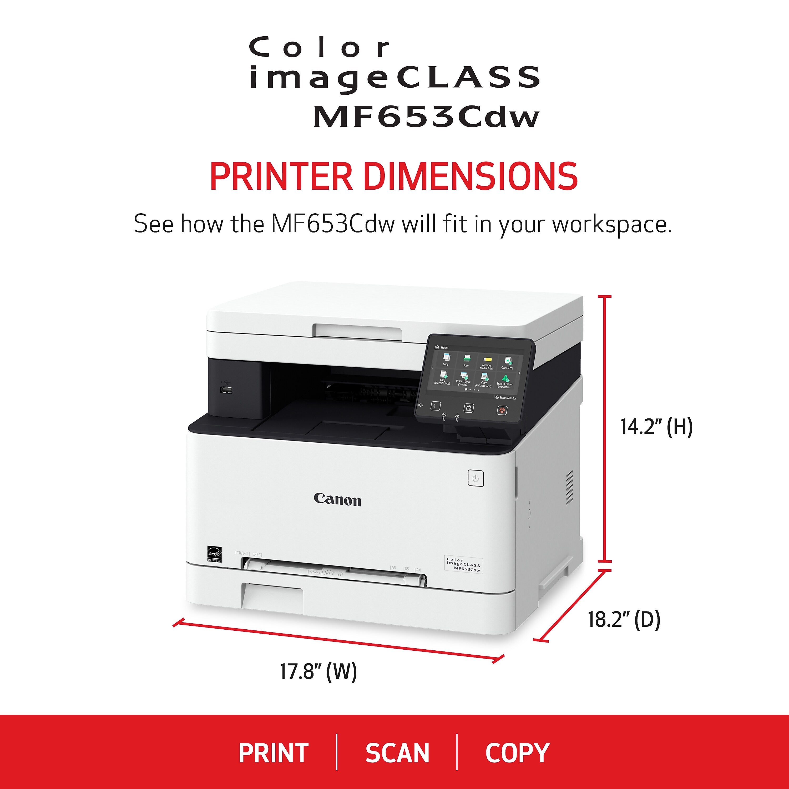 Canon imageCLASS MF653Cdw Wireless Color Laser Printer, All-In-One, Print, Scan, Copy (MF653CDW)