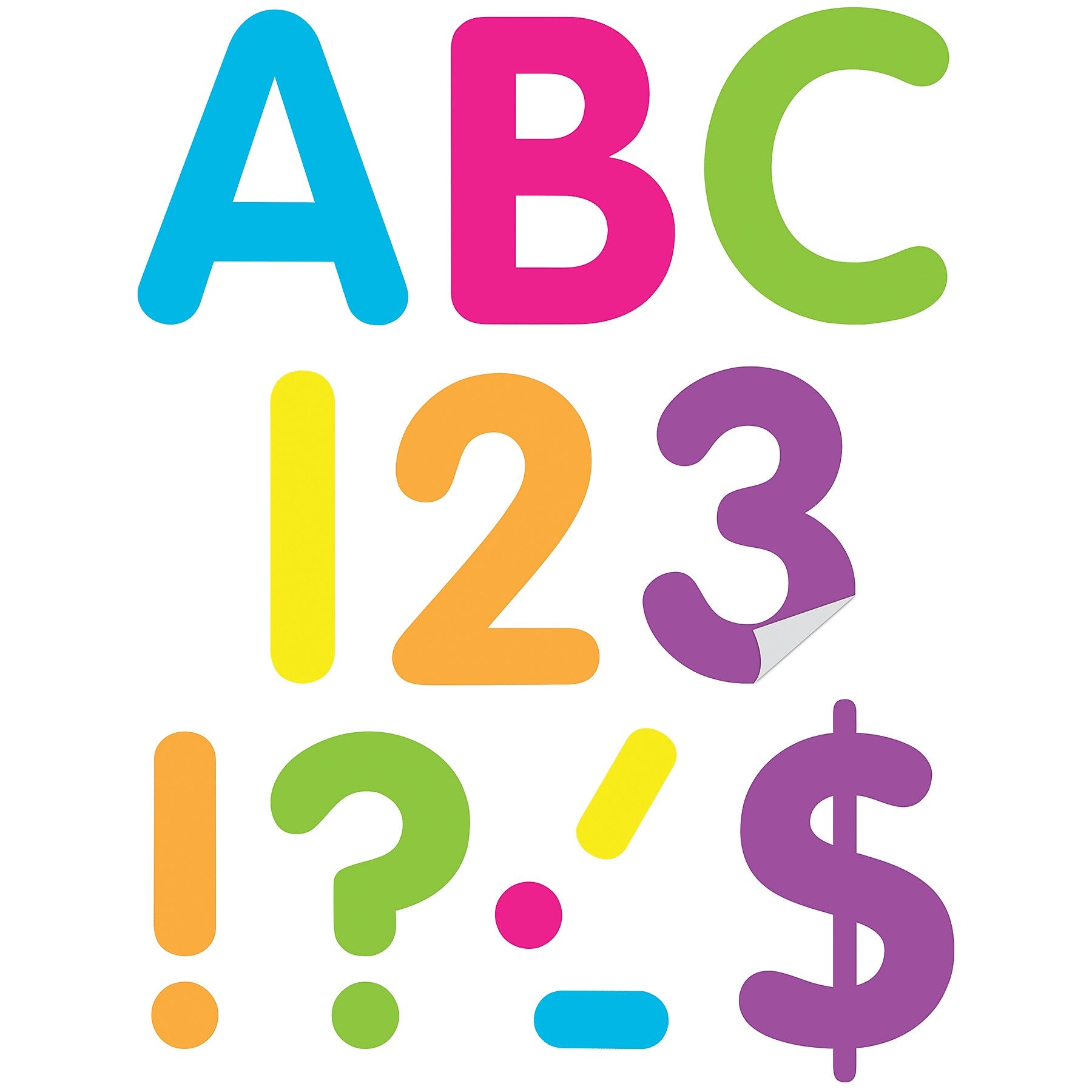 Teacher Created Resources Brights 4" Self-Adhesive Letters and Numbers, Multicolored, 108/Pack (TCR9651)