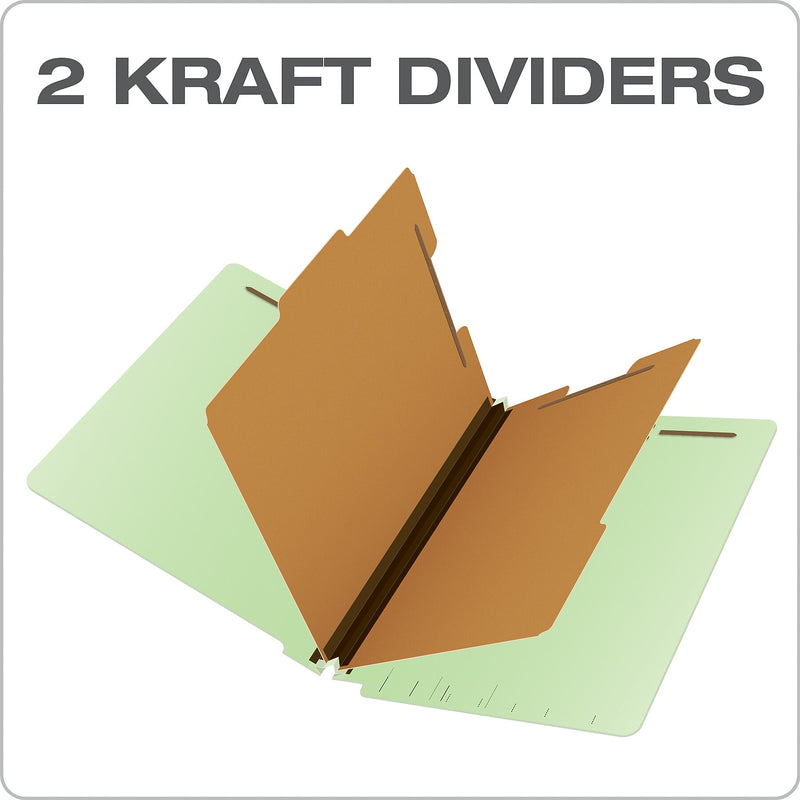Pendaflex Reinforced Pressboard Classification Folder, 2-Dividers, 2" Expansion, Legal Size, Light Green, 10/Box (23324)