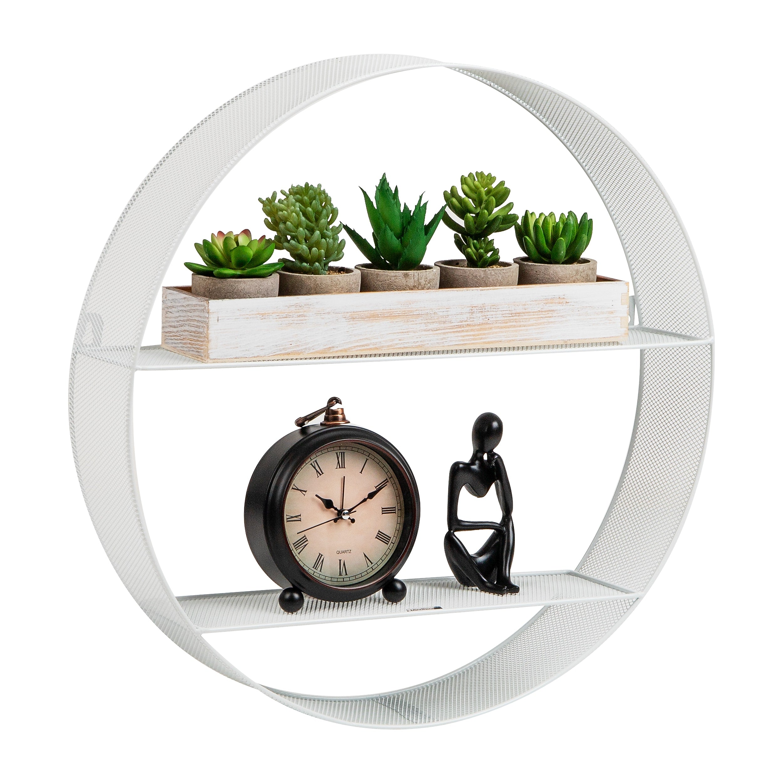 Mind Reader 2 Metal Circular Floating Shelves, 18" x 4" x 18", White (WALLCIR-WHT)