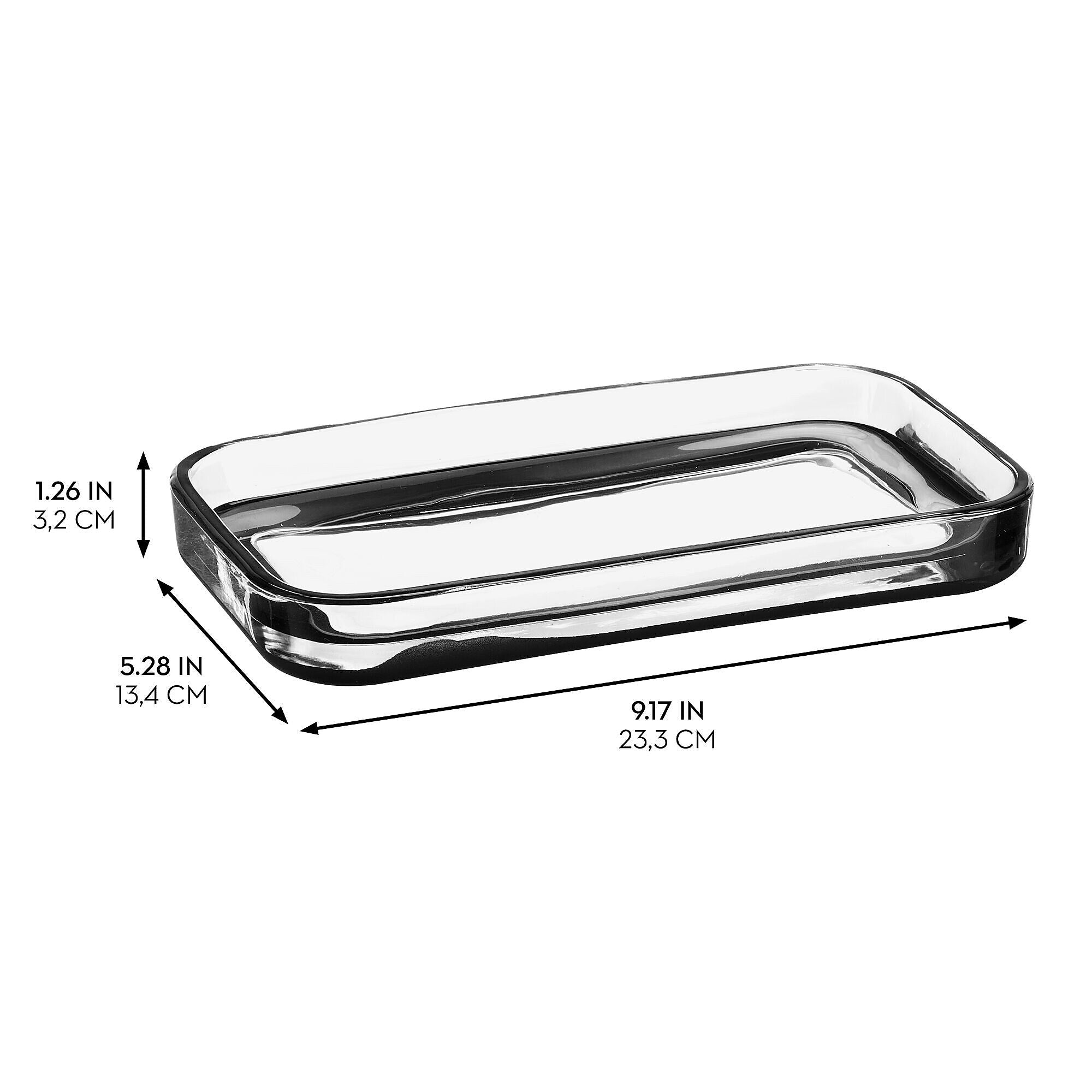 mDesign Glass Desk Tray, Clear/Matte Black (26041)