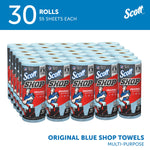 Scott Shop Towels Original, 9.4" x 11", Blue, 55 Sheets/Roll, 30 Rolls/Carton (75130)