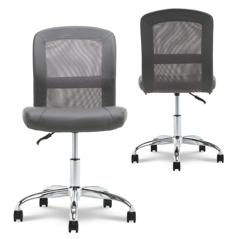 Serta Essentials Armless Ergonomic Bonded Leather/Mesh Swivel Task Chair, Gray (48740A)
