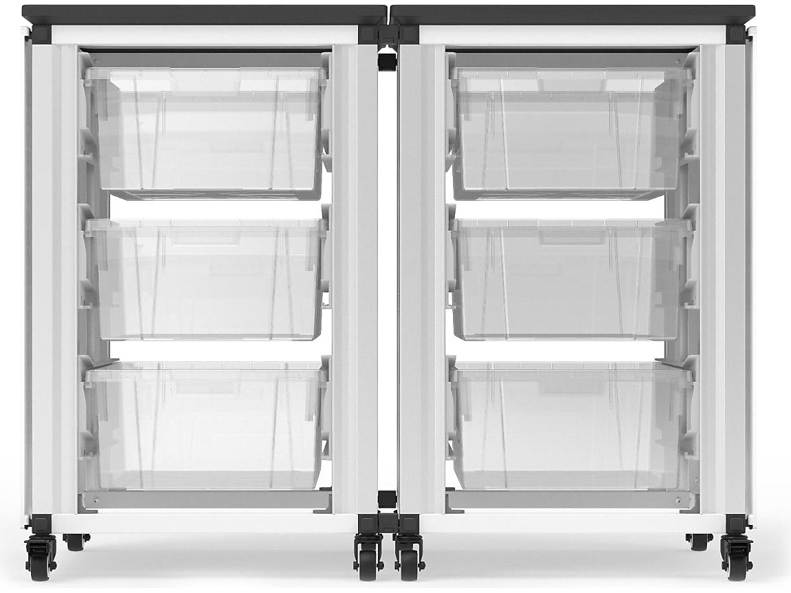 Luxor Mobile 6-Section Modular Classroom Storage Cabinet, 28.75"H x 18.2"D, White (MBS-STR-21-6L)