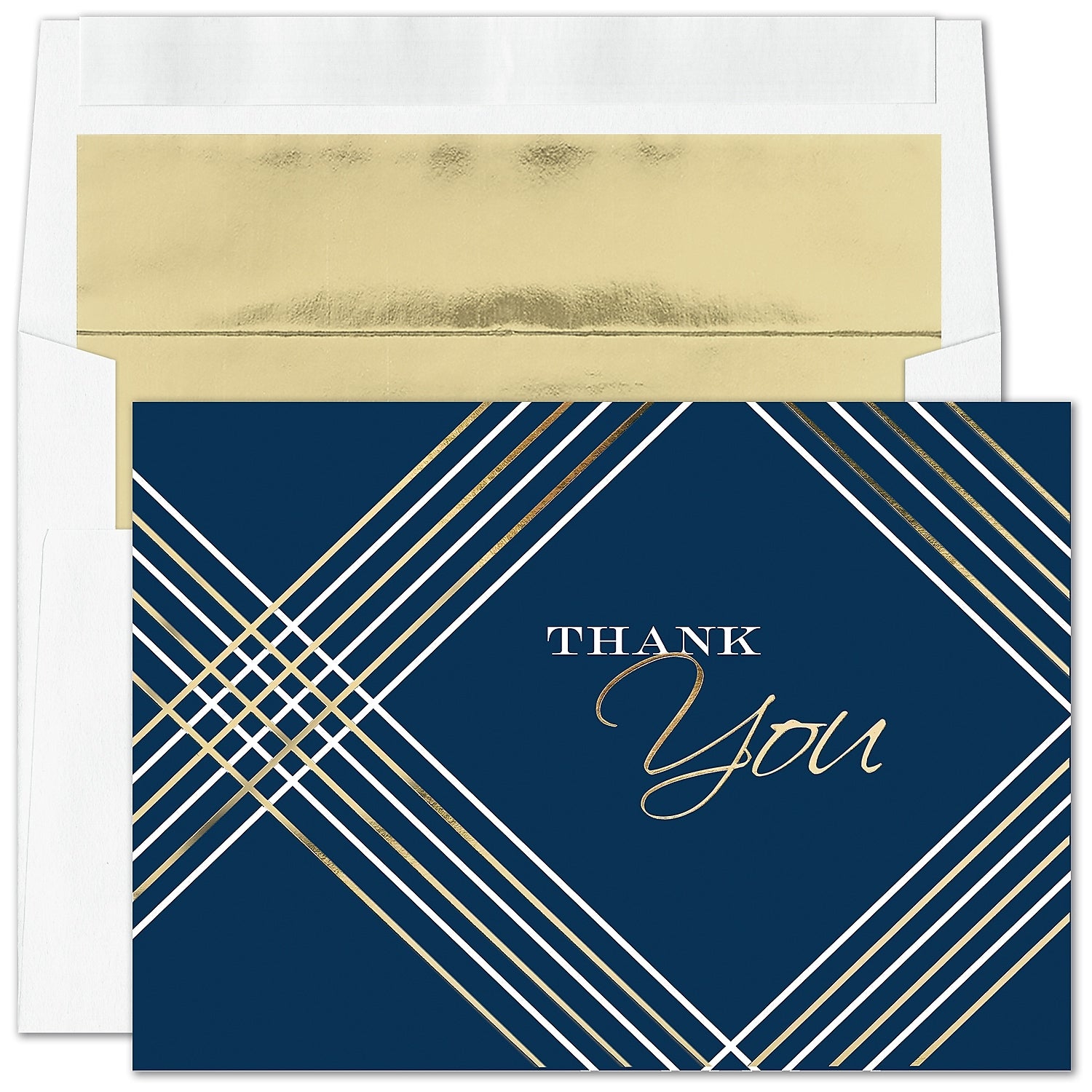 "Geometric Thank You"   Card w/ Gold Lined White Envelope, 50/BX