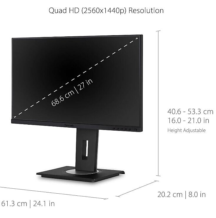 ViewSonic Ergonomic 27" 60Hz LCD Monitor, Black (VG2756A-2K)