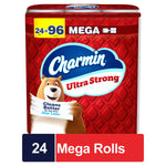 Charmin Ultra Strong Mega Toilet Paper, 2-Ply, White, 220 Sheets/Roll, 24 Rolls/Case(132140)