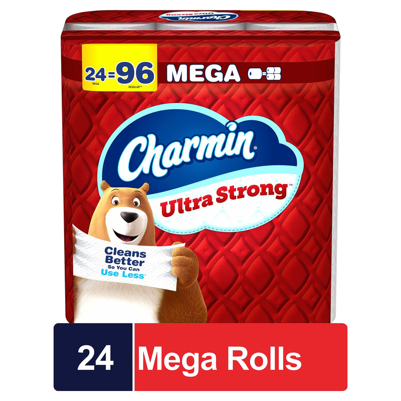 Charmin Ultra Strong Mega Toilet Paper, 2-Ply, White, 220 Sheets/Roll, 24 Rolls/Case(132140)