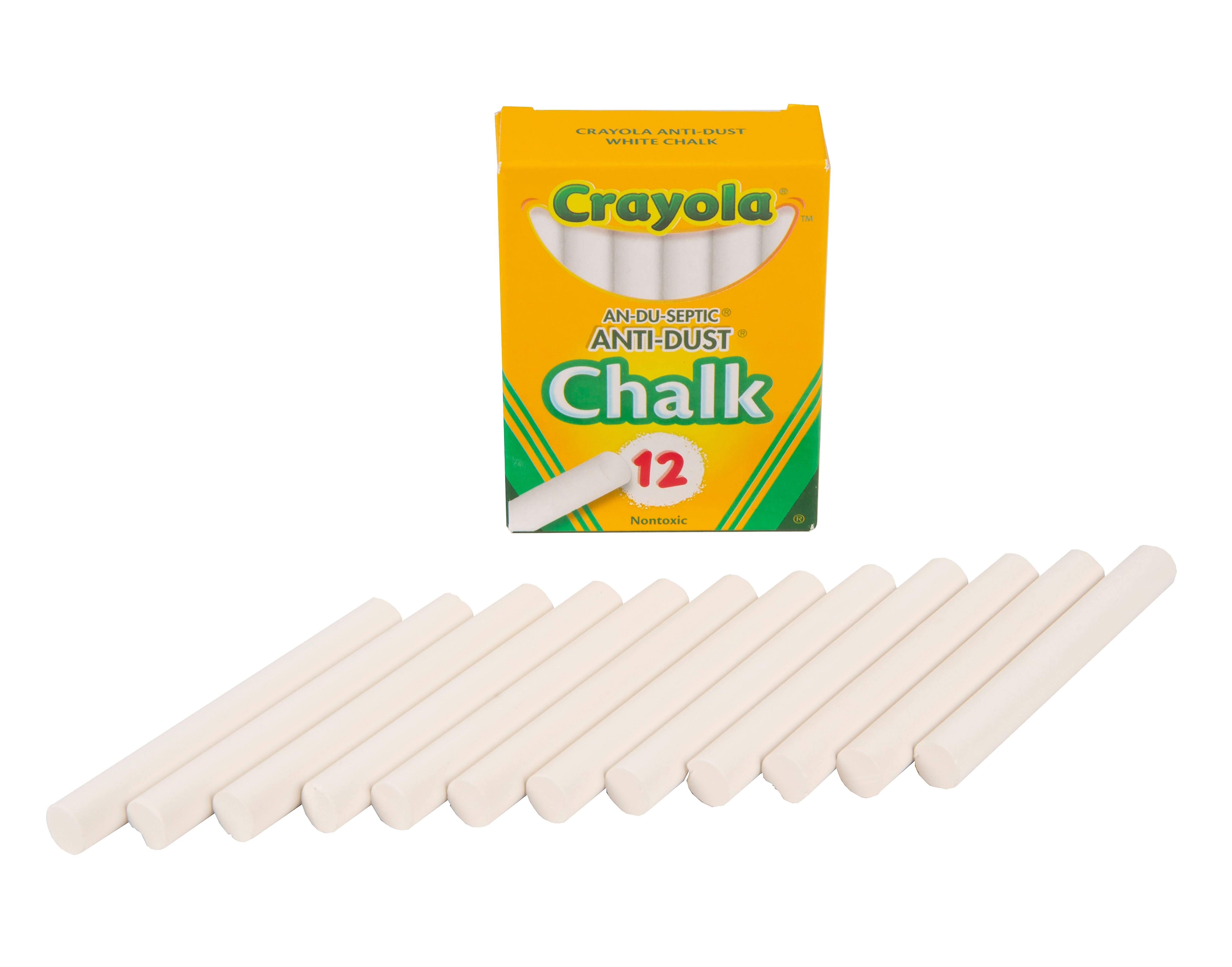 Crayola Anti-Dust Chalkboard Chalk, White, 12/Box (50-1402)