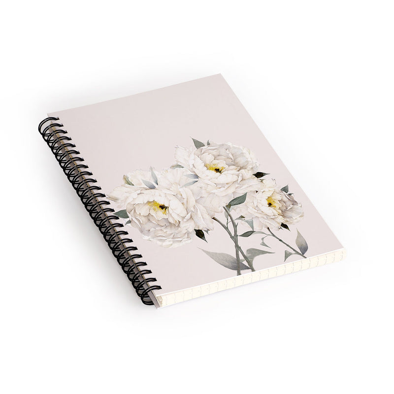 DENY Designs White Peonies 1-Subject Professional Notebooks, 5.5" x 8.25", Dotted, 60 Sheets, Multicolor (81139-NOBS01)