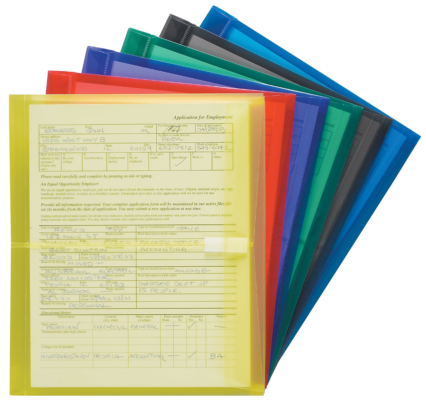Smead Document File, Assorted Colors, 6/Pack (89669)