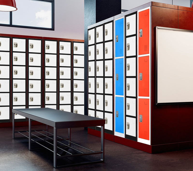 AdirOffice 72" 6-Tier Black and White Storage Locker (ADI629-206-B-W)