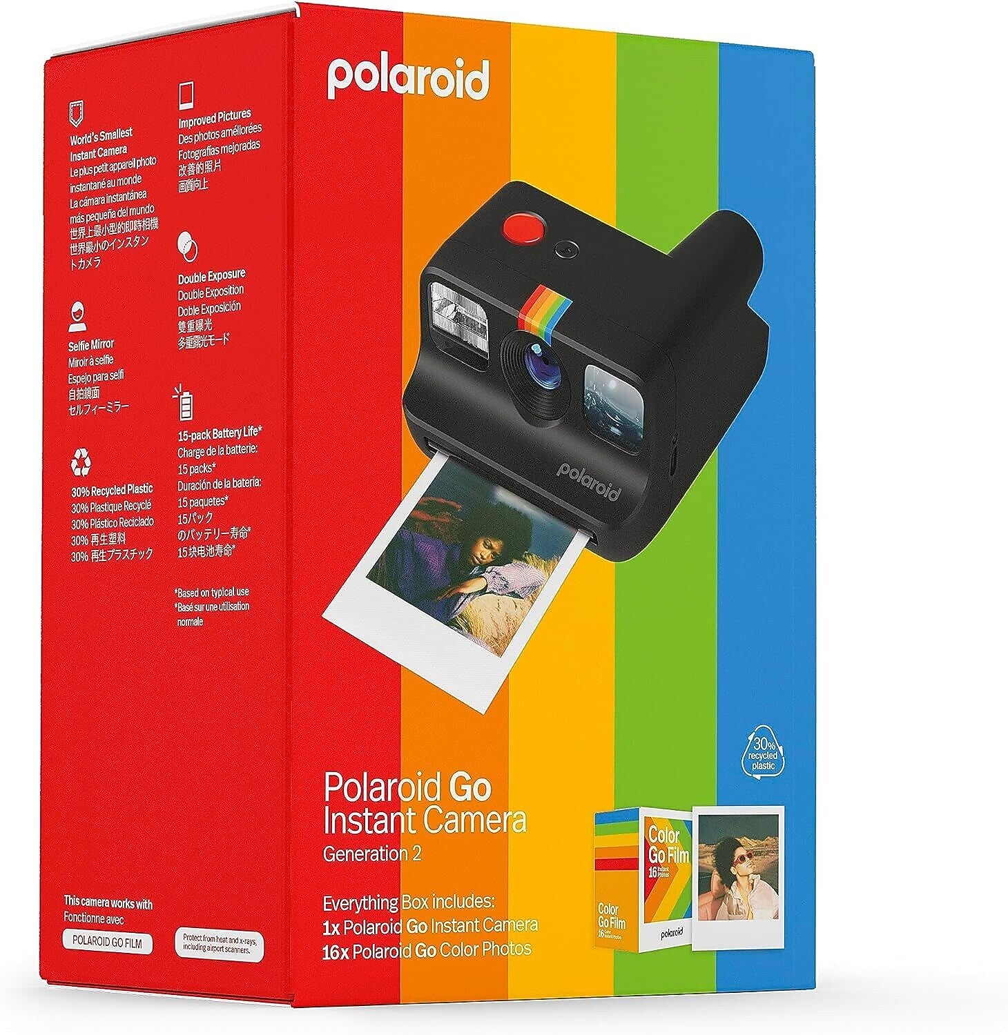 Polaroid Go Generation 2 Everything Box - Mini Instant Camera and Film Bundle (16 Photos Included) - Black (6280)