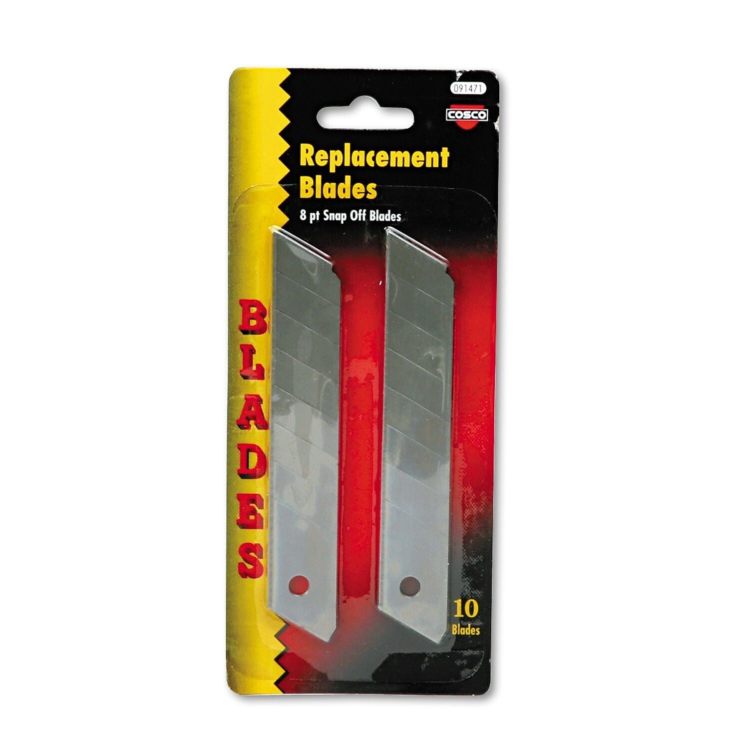 Cosco Snap-Off Utility Knife Replacement Blades, 10/Pack (COS091471)