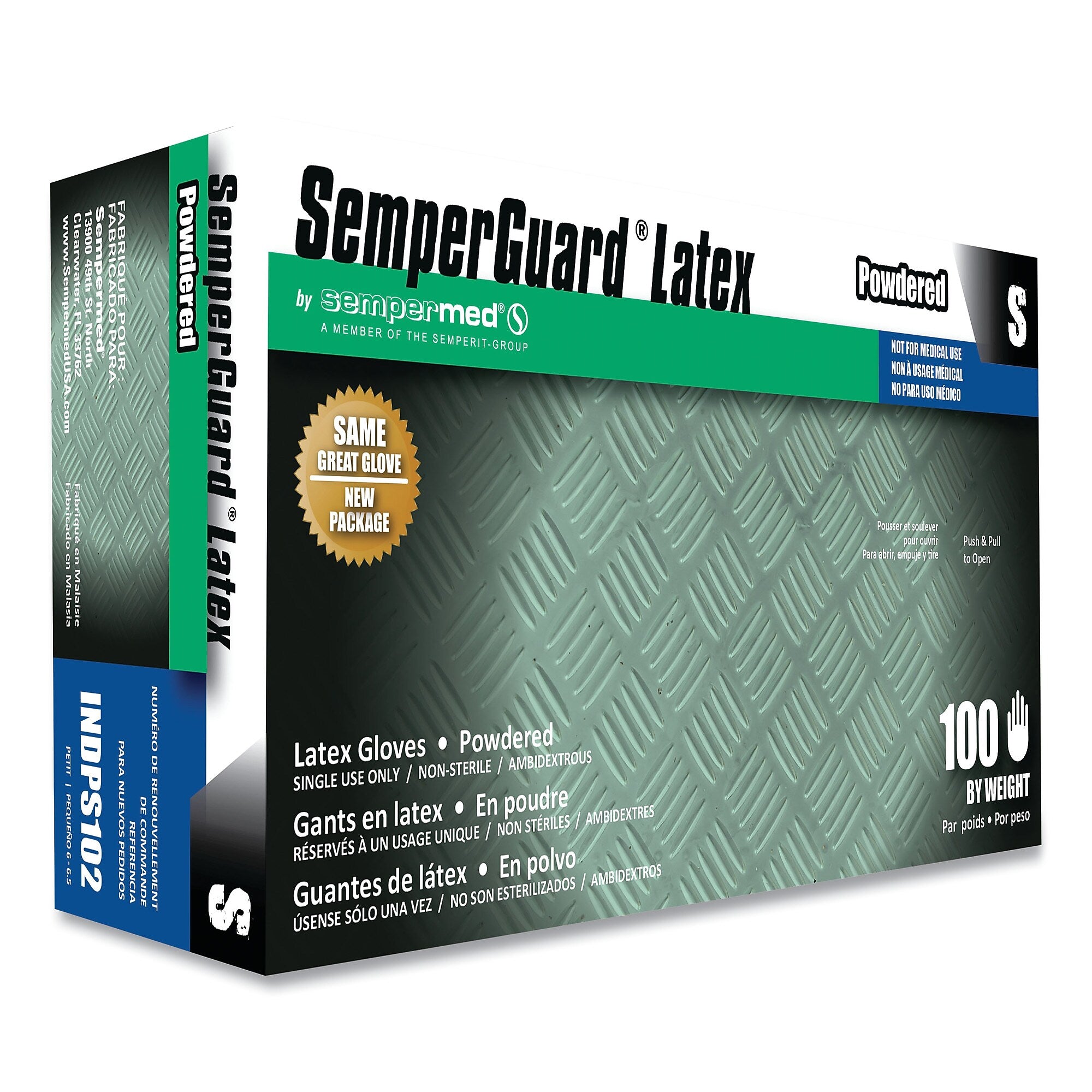 SemperGuard Latex Powdered Gloves, Cream, Small, 100/Box