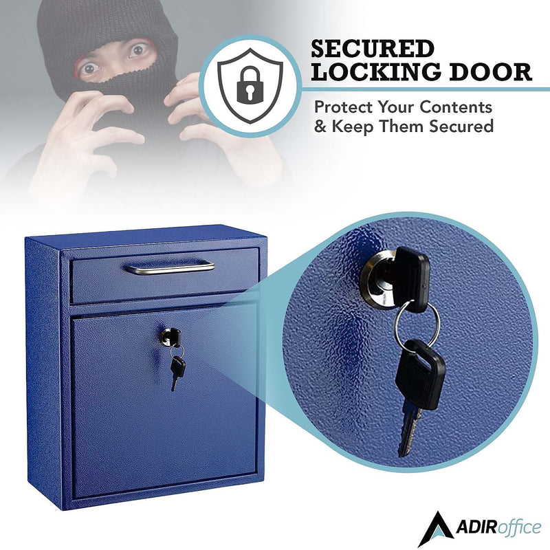 AdirOffice Steel Indoor/Outdoor Interoffice Mailbox, Blue (631-05-BLU)