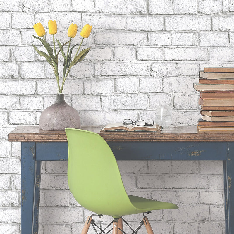 York Wallcoverings White Brick Peel and Stick Wallpaper (RMK11237WP)