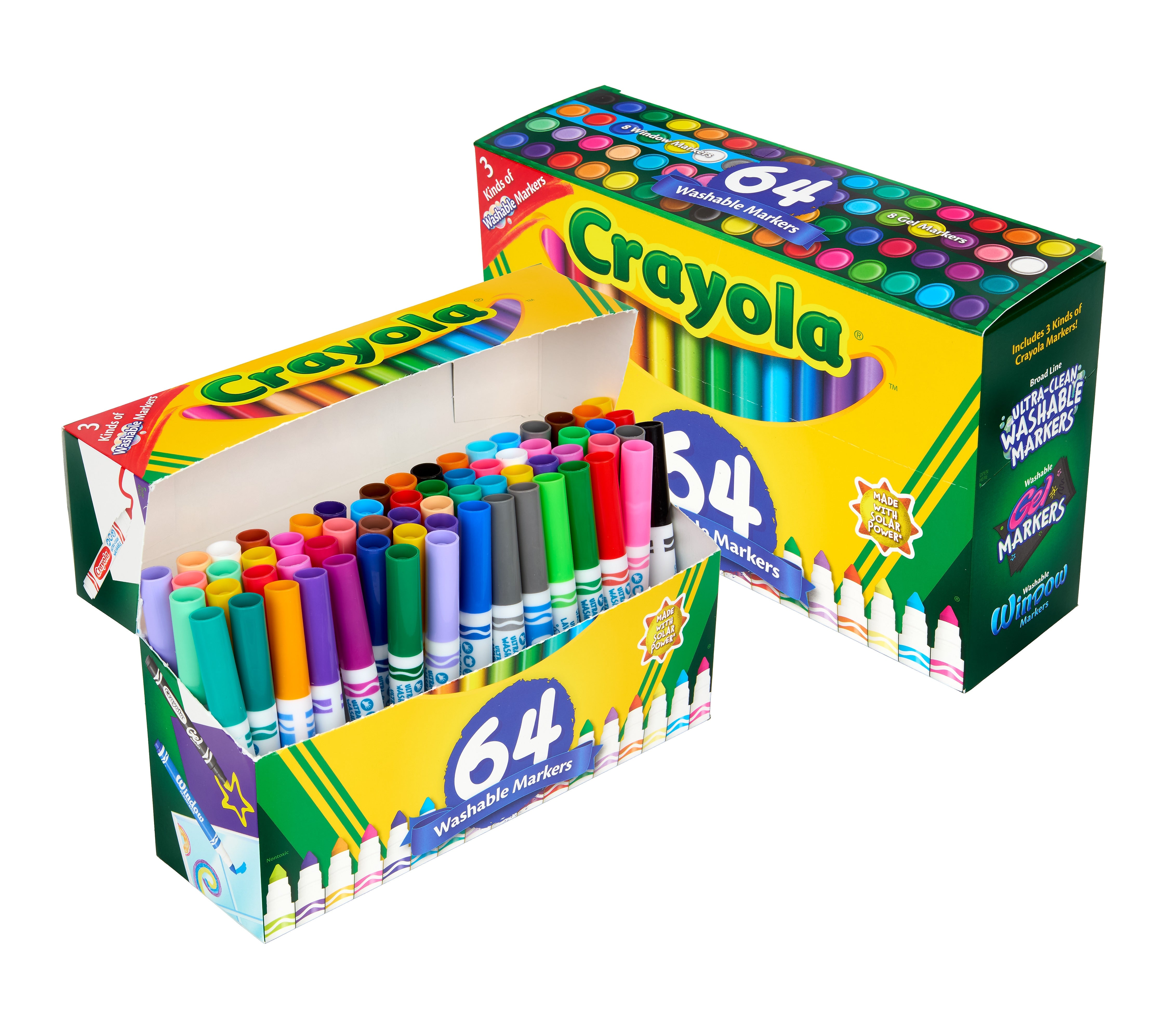 Crayola Washable Kid's Markers, Broad Point, 64/Box (58-8180)