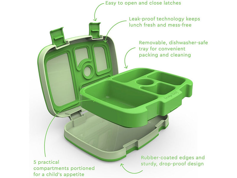 bentgo Kids Bento Box, 5-Compartment, Green, 19 oz. (BGOKIDS-G)