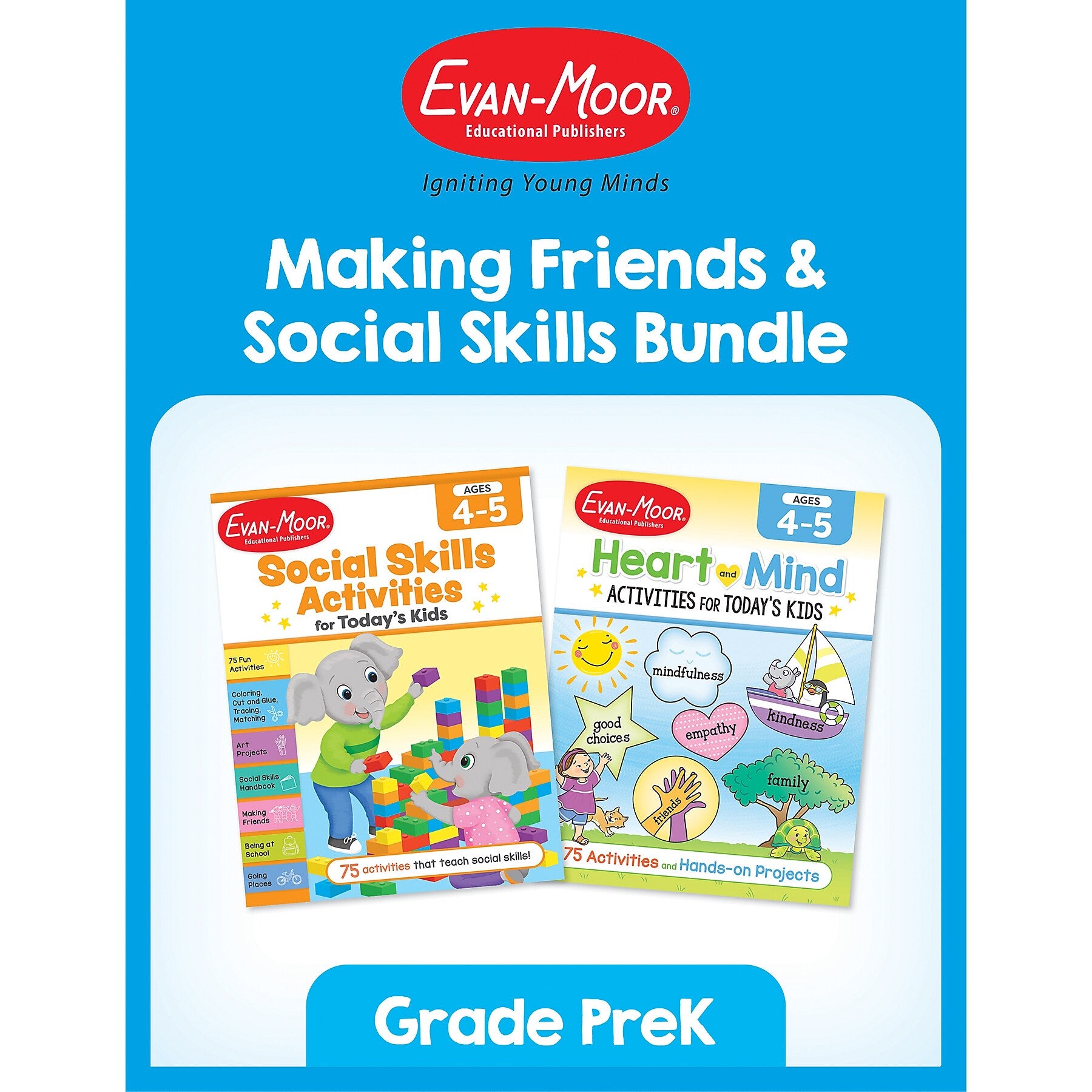Evan-Moor Making Friends & Social Skills Bundle, Grade PreK Workbook, 2 Books/Set
