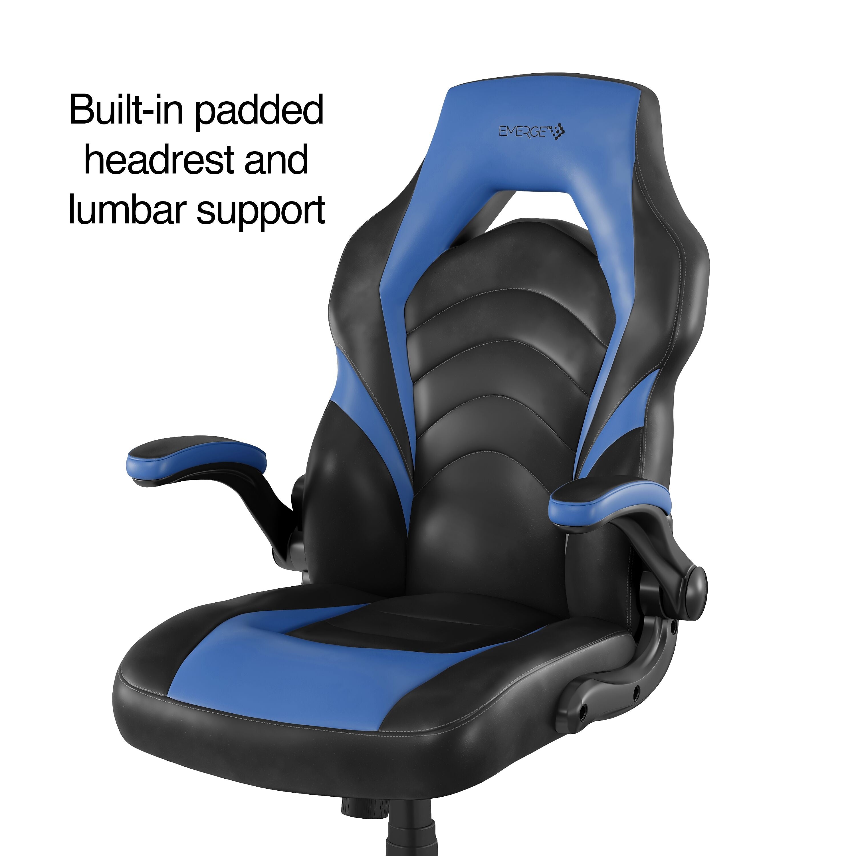 Staples Emerge Vortex Bonded Leather Ergonomic Gaming Chair, Black and Blue (58293-CC)