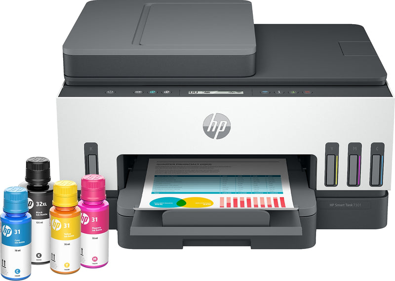 HP Smart Tank 7301 Wireless All-in-One Color Ink Tank Printer Scanner Copier, 2 years ink included (28B70A)
