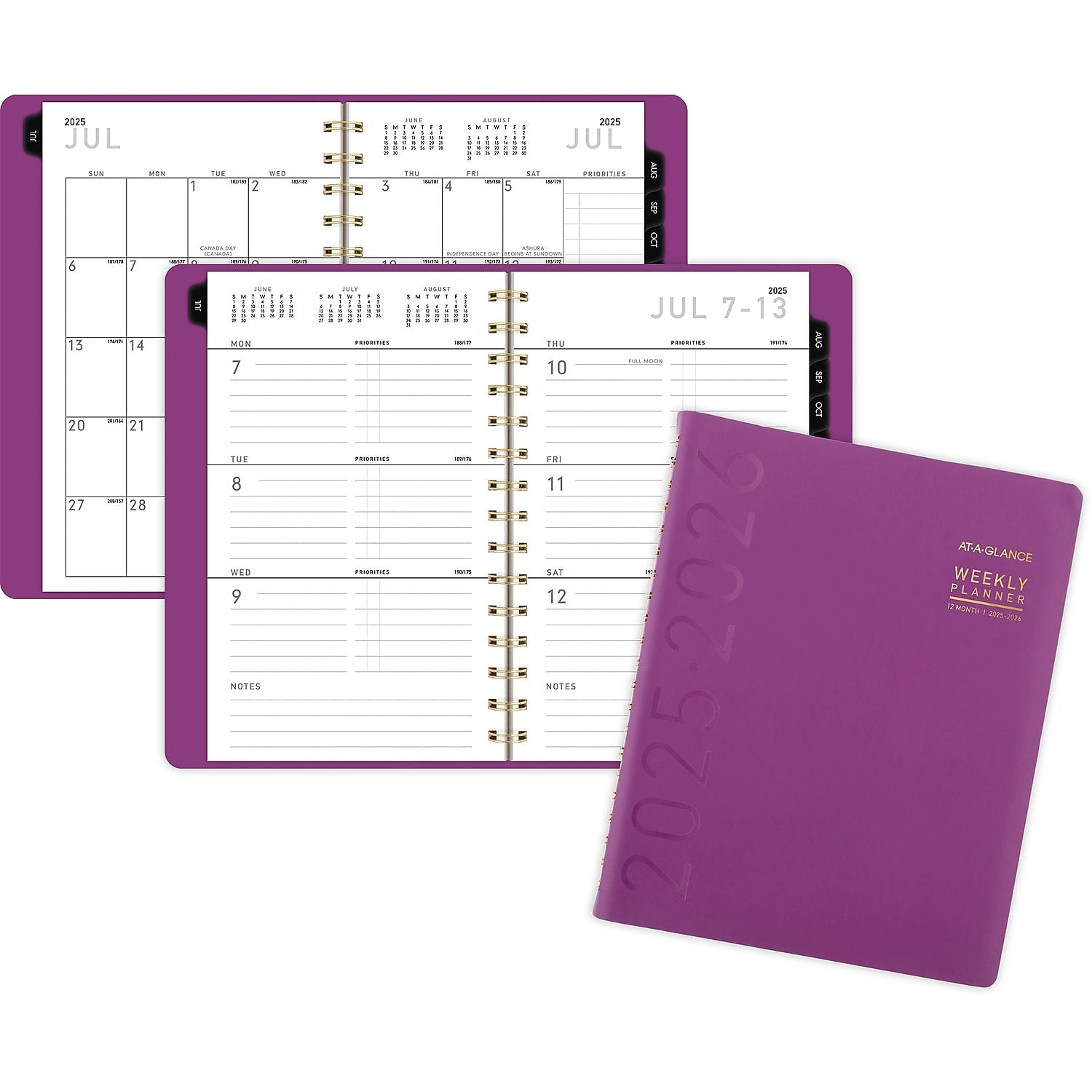 2025-2026 AT-A-GLANCE Contemporary 8.25" x 11" Academic Year Weekly & Monthly Planner, Faux Leather Cover, Purple