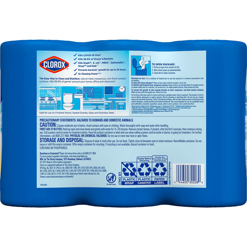Clorox Disinfecting Wipes Value Pack, 75 Wipes/Container, 3/Pack (30208)