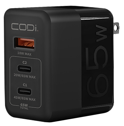 CODi 65W GaN Triple Port Wall Charger (A01106)