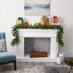 Nearly Natural 9-ft Christmas Pine Artificial Garland with 50 Warm White LEDs Lights (W1100)