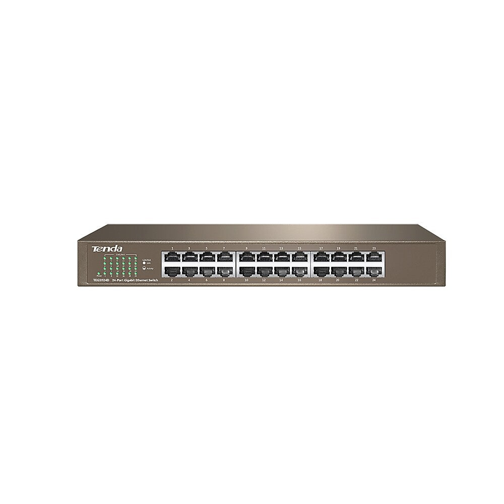 Tenda 24-Port Gigabit Ethernet Unmanaged Switch, 1 Gbps Black (TEG1024D)