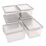 Storex Small Stackable Plastic Storage Bin, 7.87" x 11.25" x 13.53", 16 Qt., Translucent, 6/Pack (61430U06C)