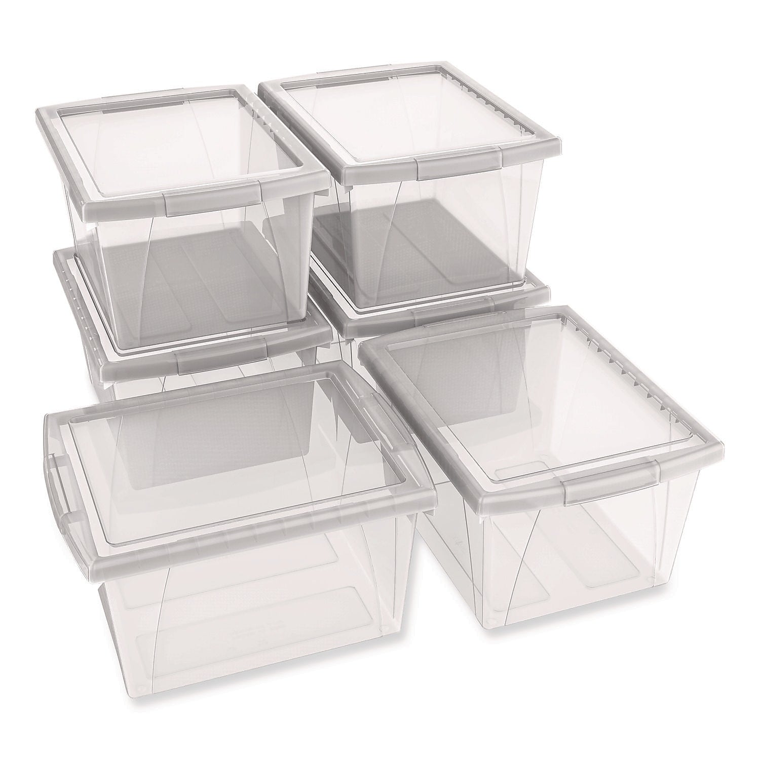 Storex Small Stackable Plastic Storage Bin, 7.87" x 11.25" x 13.53", 16 Qt., Translucent, 6/Pack (61430U06C)