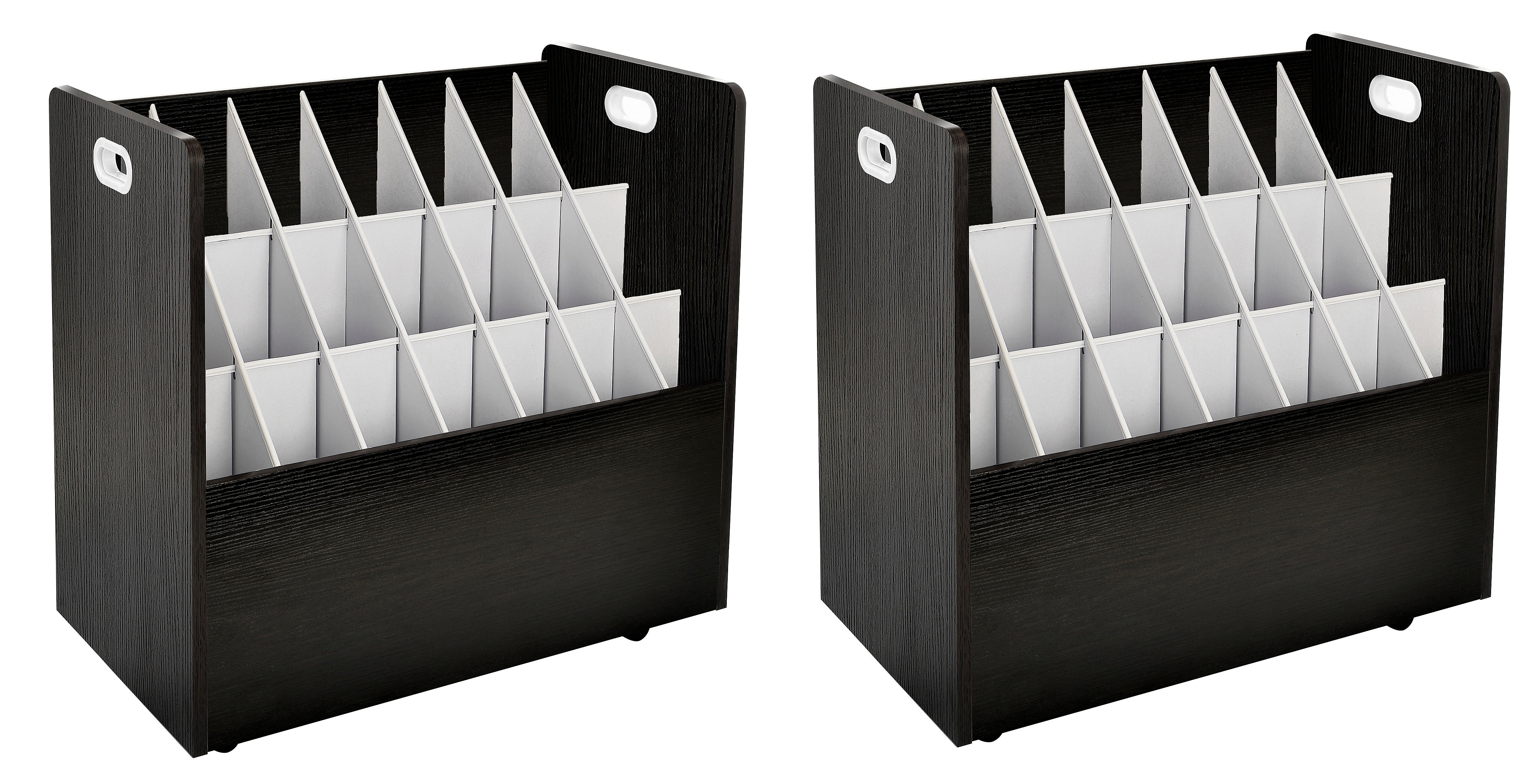 AdirOffice 21-Slot Mobile Roll File, 28.5"H x 30"W x 15.75"D, Black, 2/Pack (625-BLK-2PK)
