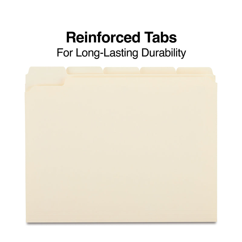 Staples 30% Recycled Reinforced File Folders, 1/5-Cut Tab, Letter Size, 100/Box (ST509000/509000)