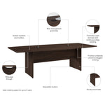 Bush Business Furniture 96W x 42D Boat Shaped Conference Table with Wood Base, Black Walnut (99TB9642BWK)