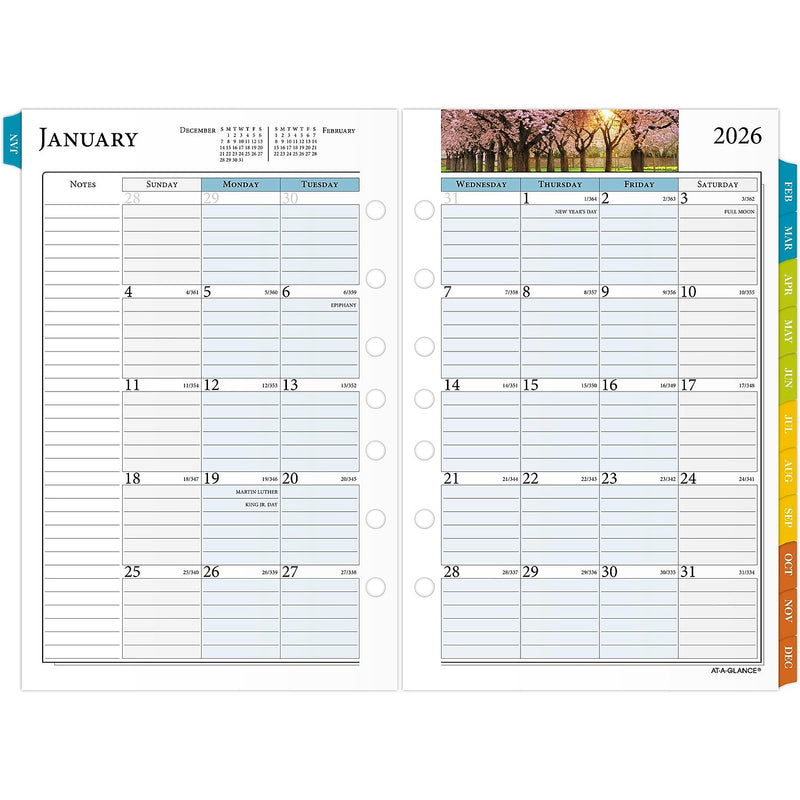 2026 AT-A-GLANCE Zenscapes 5.5" x 8.5" Daily & Monthly Planner Refill Pages, Multicolored (281-225-26)