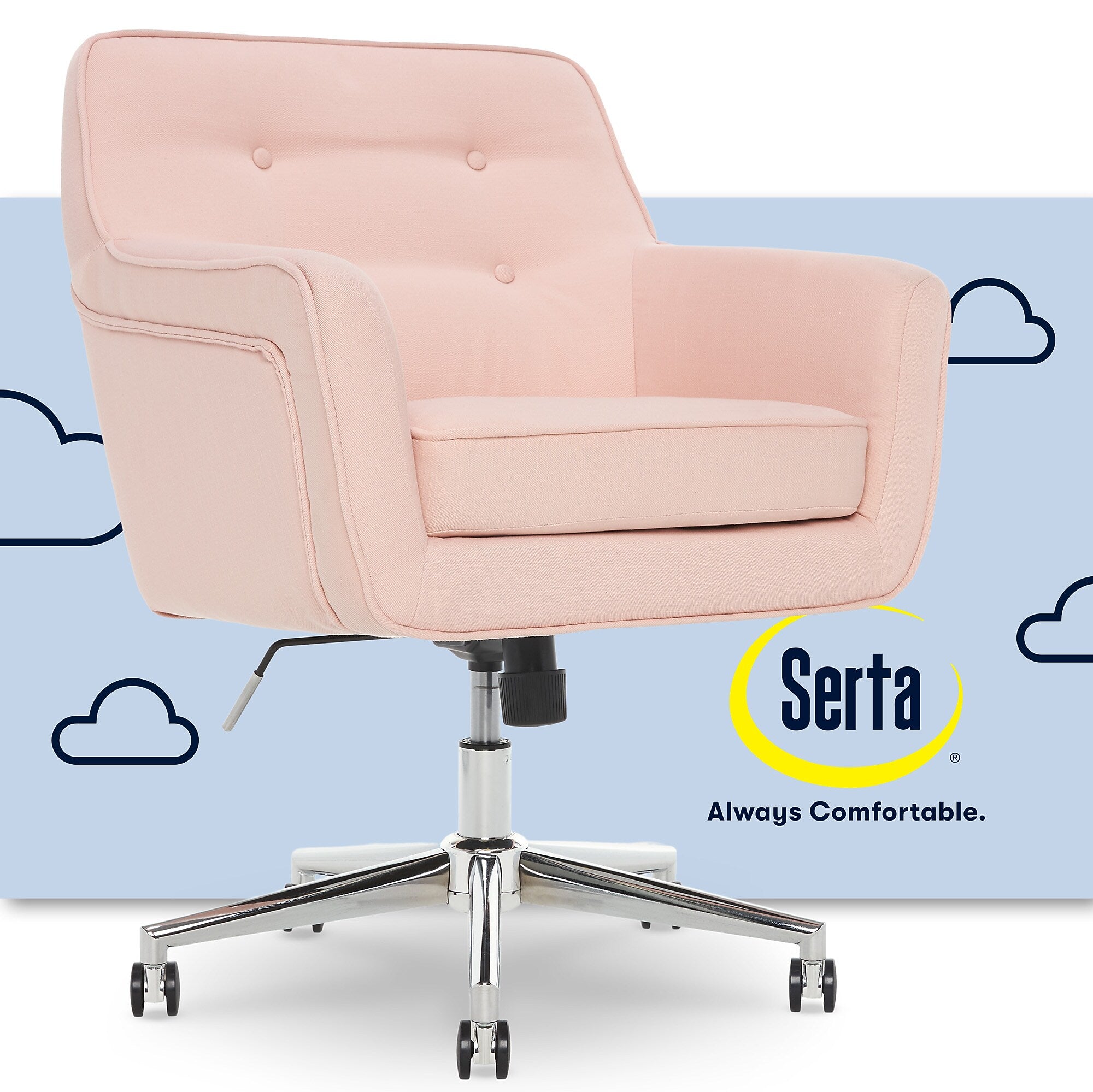 Serta Style Ashland Fabric Swivel Computer and Desk Chair, Blush Pink (47140C)