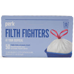 Perk™ 13 Gallon Kitchen Trash Bag, 28" x 24", Low Density, 0.9 mil, White, 50 Bags/Box, 6 Boxes/Carton (PK56745CT)