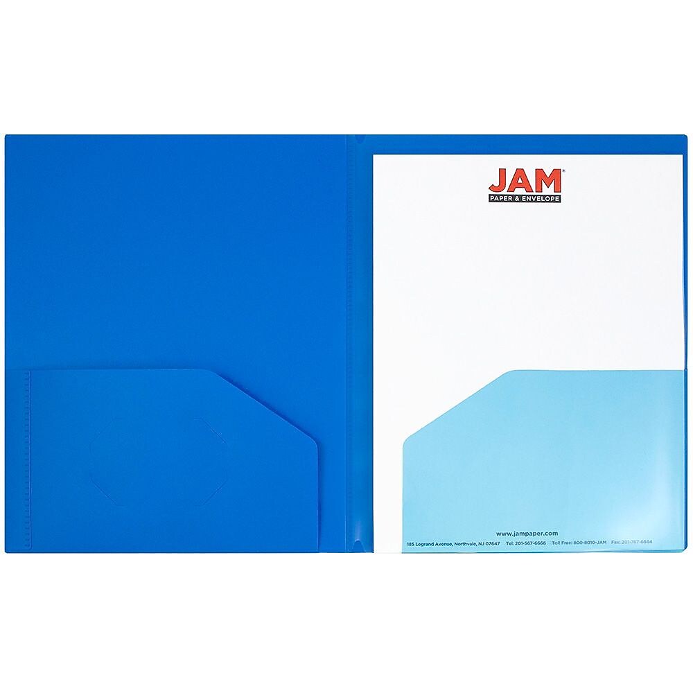 JAM Paper Heavy Duty 10-Pocket Plastic Folder Organizer, Blue, 2/Pack (389MP10BUJ)