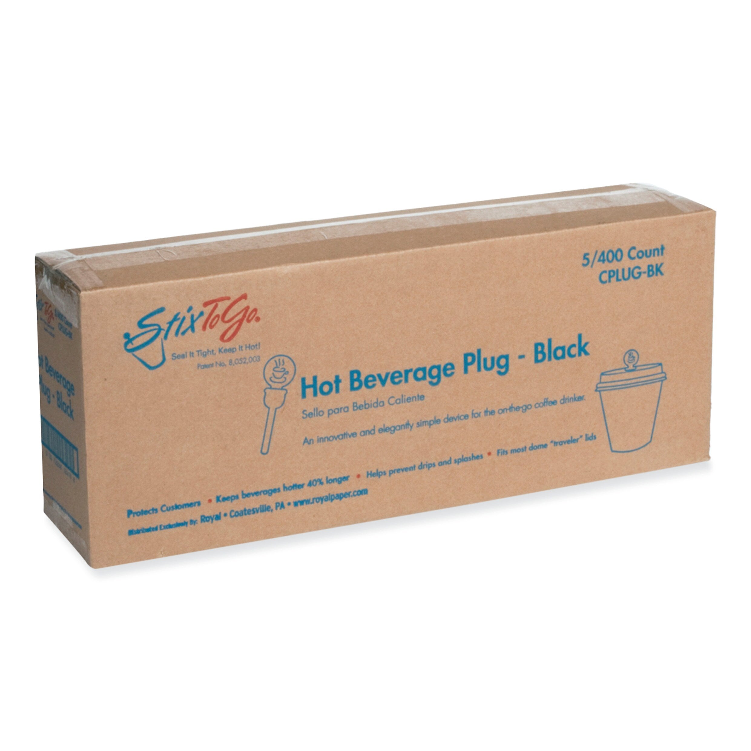 AmerCareRoyal Beverage Plugs, 2", Black, 2,000/Carton