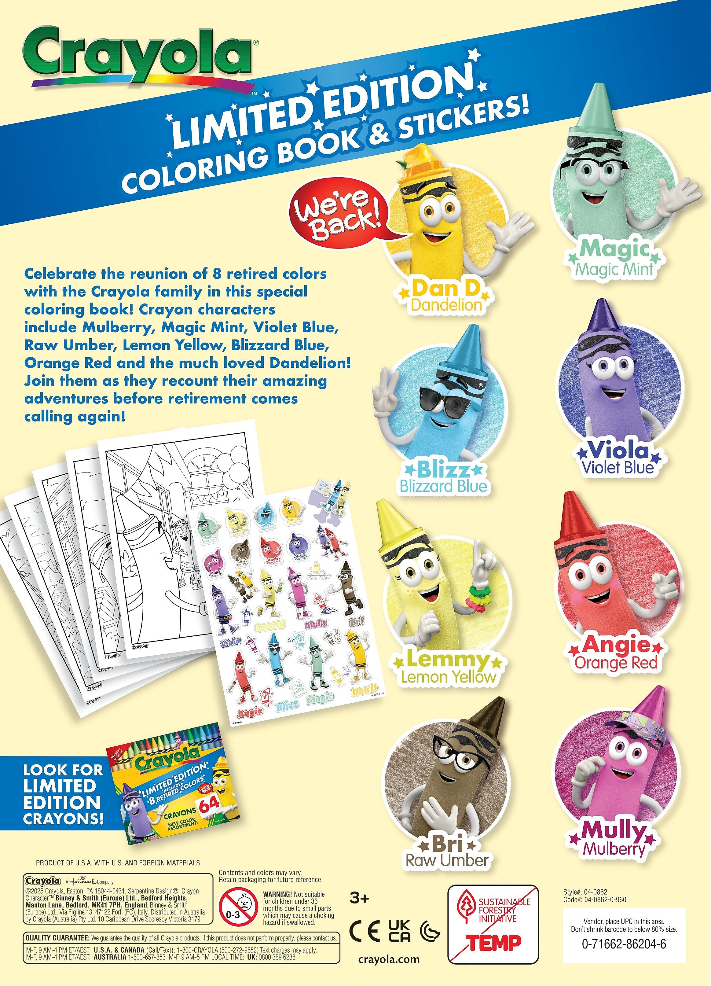 Crayola Limited Edition Retired Crayola Colors Coloring Book, 96 Pages (04-0862)