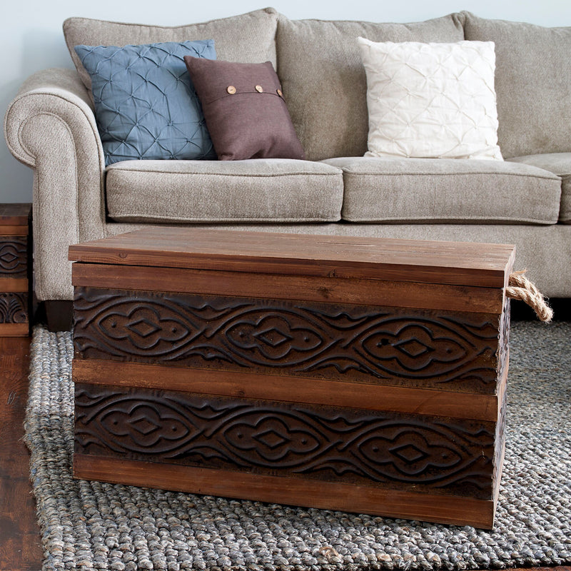 Household Essentials Decorative Wood Chest (9547-1)