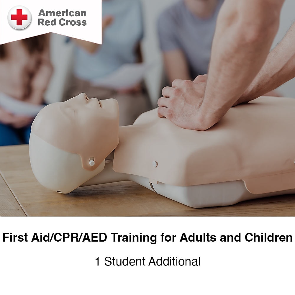 American Red Cross On-Site First Aid, CPR & AED Training for Adults & Children, 1 Additional Student (ARCHSFACPRAED)